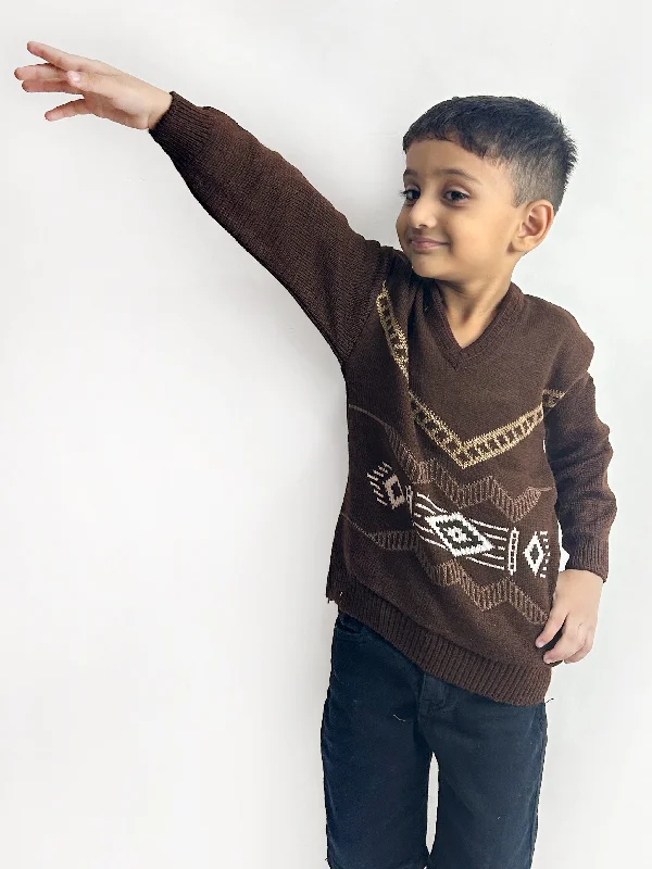 Discount Extravaganza 2Yrs -4Yrs Dark Brown Full Sleeve Sweater For Kids KSW18