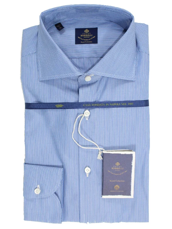Sale Alert Luigi Borrelli Dress Shirt ROYAL COLLECTION - Blue White Stripes 39 - 15 1/2 SALE