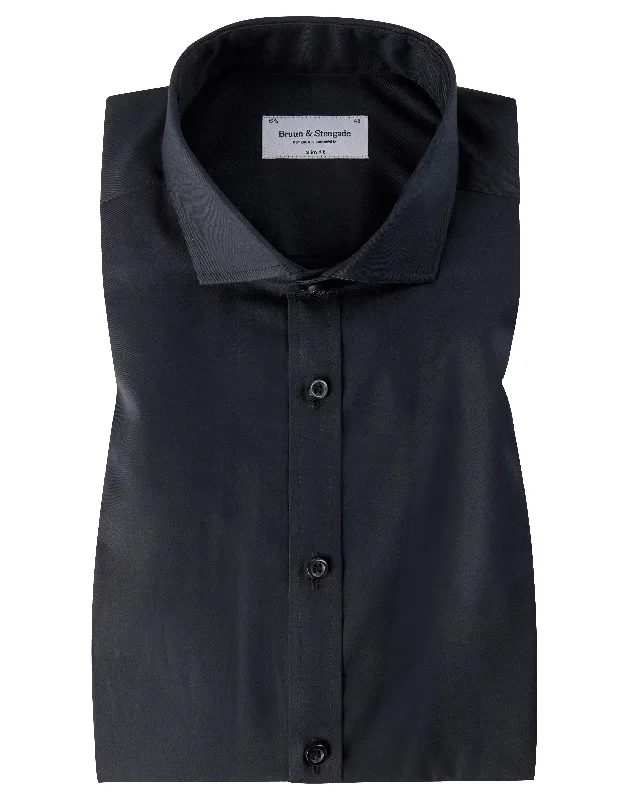 Mega Discount Slim Fit | Solid Long Sleeve Shirt - Black
