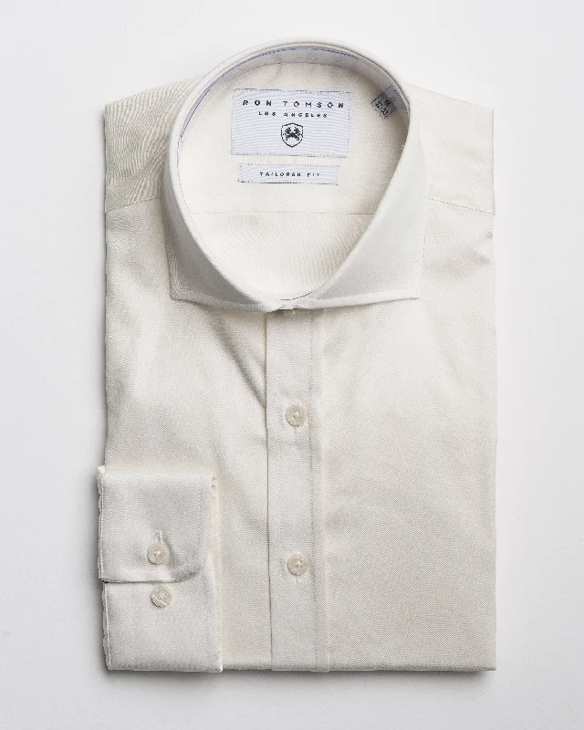 Price Cut Spread Collar Dress Shirt - Beige