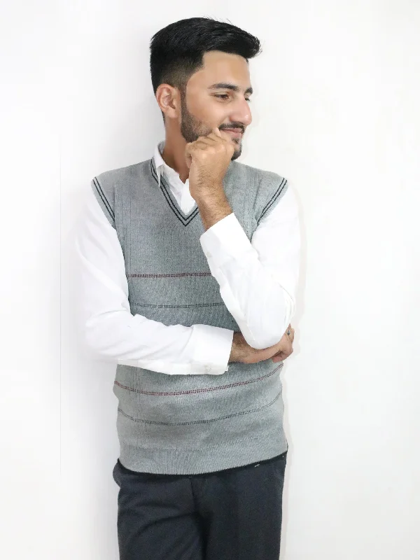 Weekend Offers That Dazzle Light Blue Sleeveless Sweater for Men MSW28