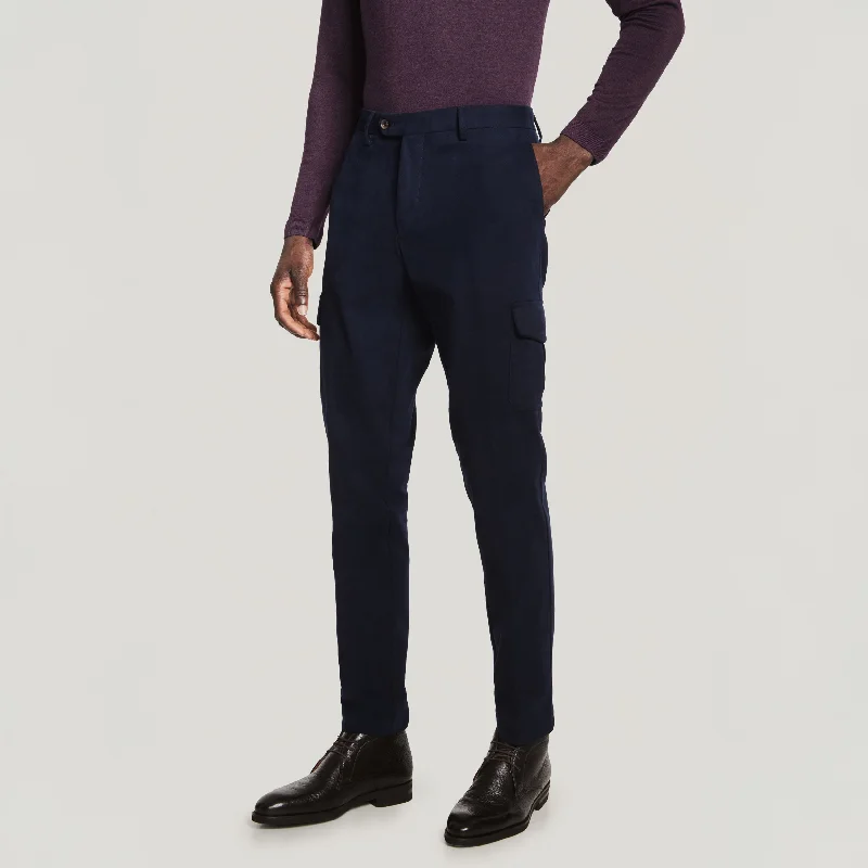 Deal Mania Blue Jona Brushed Cotton Modern Fit Cargo Chino Pants - Jack Victor