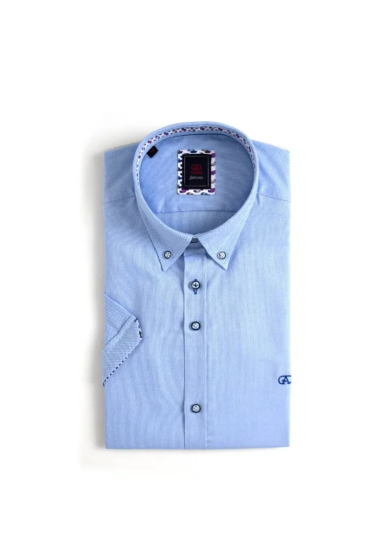 Quick Sale Andre Baggot Plain Short Sleeve Shirt, Blue