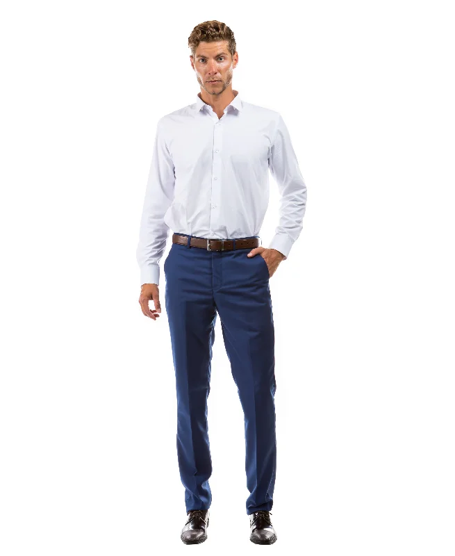 Clearance Sale Mens Dress Pants Slim Fit UNHEMMED, Blue