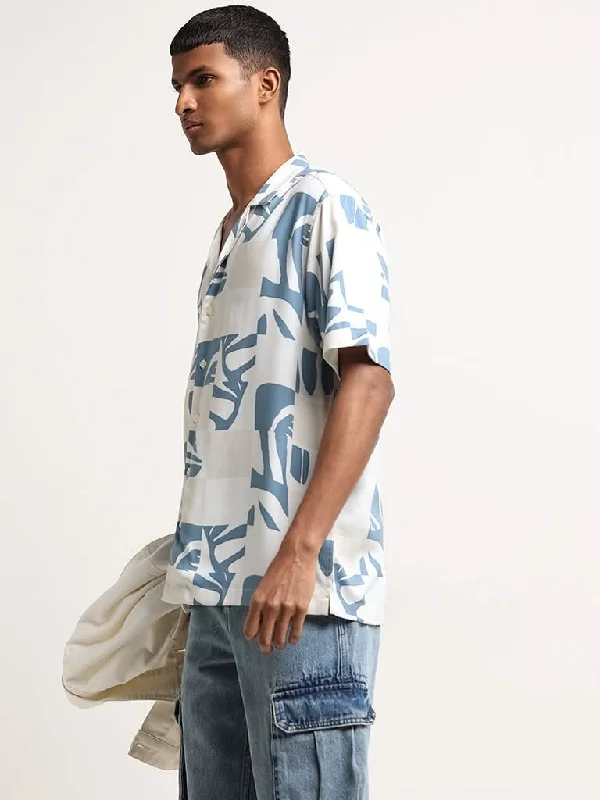 Shop and Save Nuon Blue Relaxed Fit Printed Shirt