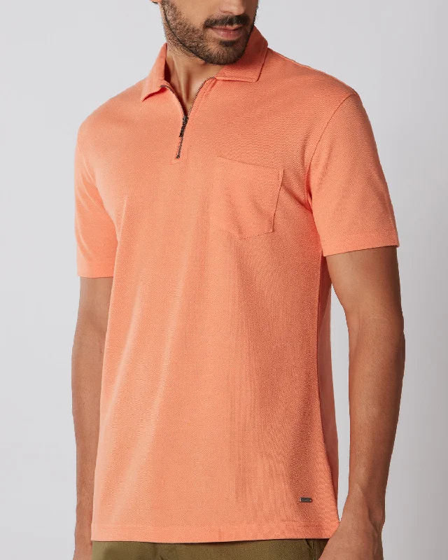 Take Advantage Signature Zipper Polo T-Shirt - Orange