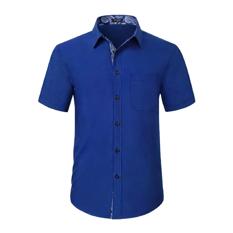 Cash Savings Men's Short Sleeve Shirt with Pocket - B1-ROYAL BLUE
