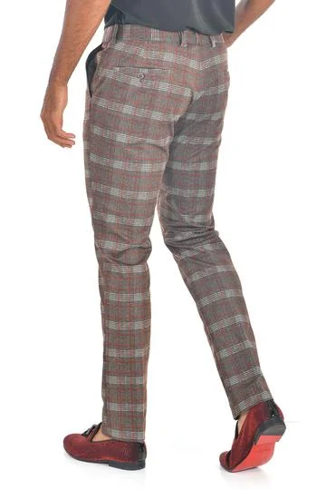 Must-Have Deals CP88 I BARABAS PLAID PANTS SLIM FIT I RED-COFFEE
