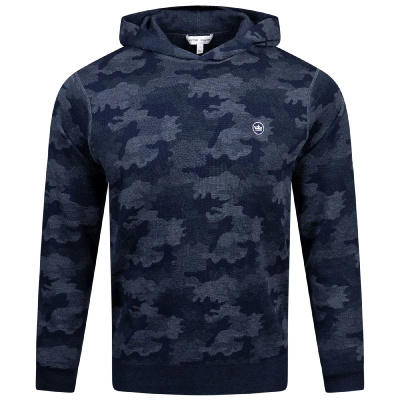 Reversible Camo Popover Hoodie Navy - AW24