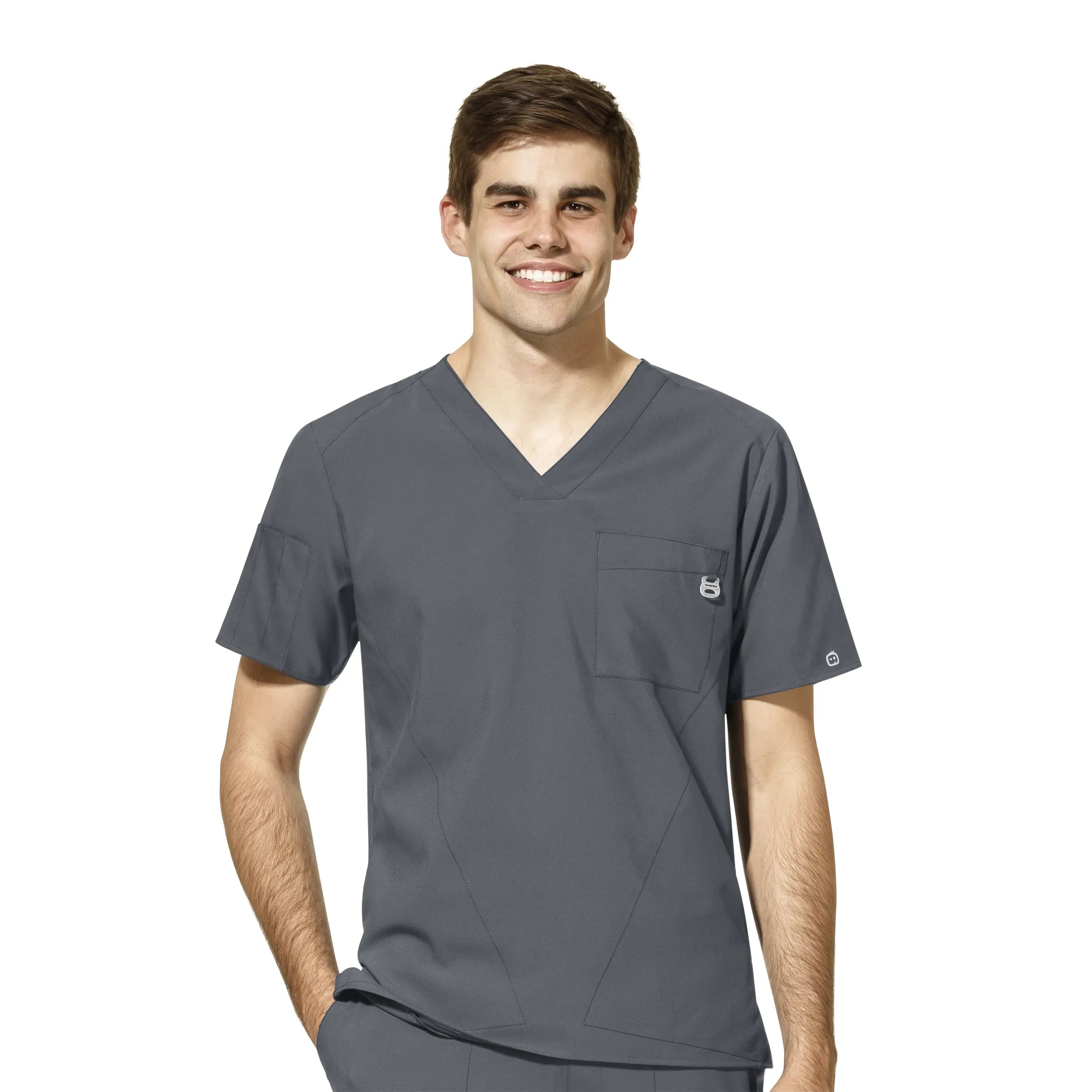 Wink Men's W123 V-Neck Scrub Top - Pewter