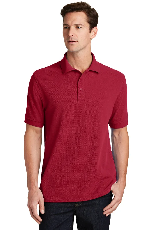 Port & Company Mens Stain Resistant Short Sleeve Polo Shirt - Red