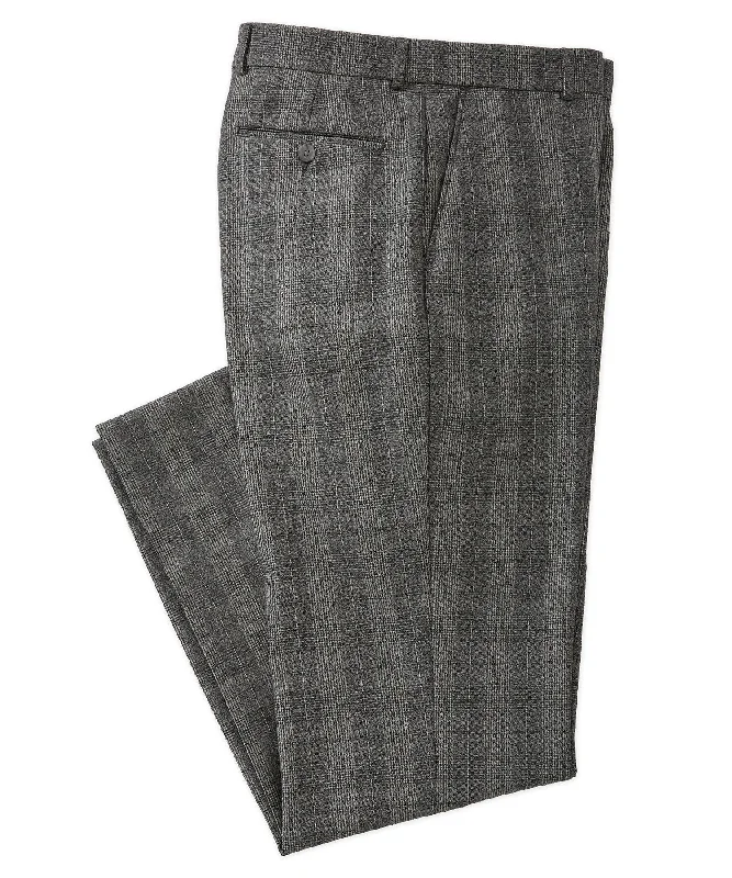 Wool Saxony Check Flat-Front Pant