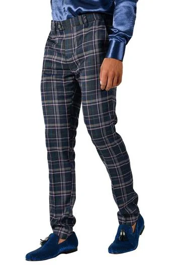 Huge Savings Barabas CP51 Trust me Slim Fit Plaid Pants Navy/Purple