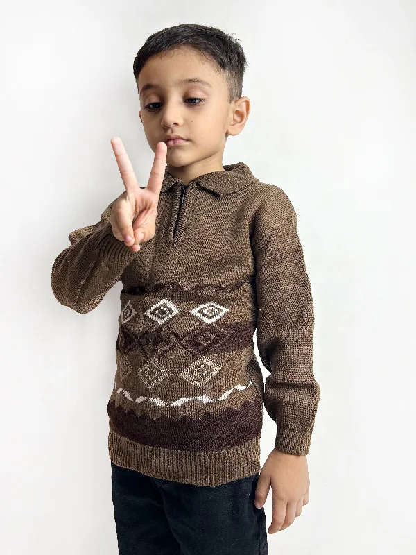 2Yrs - 4Yrs Brown Full Sleeve Sweater For Kids KSW28