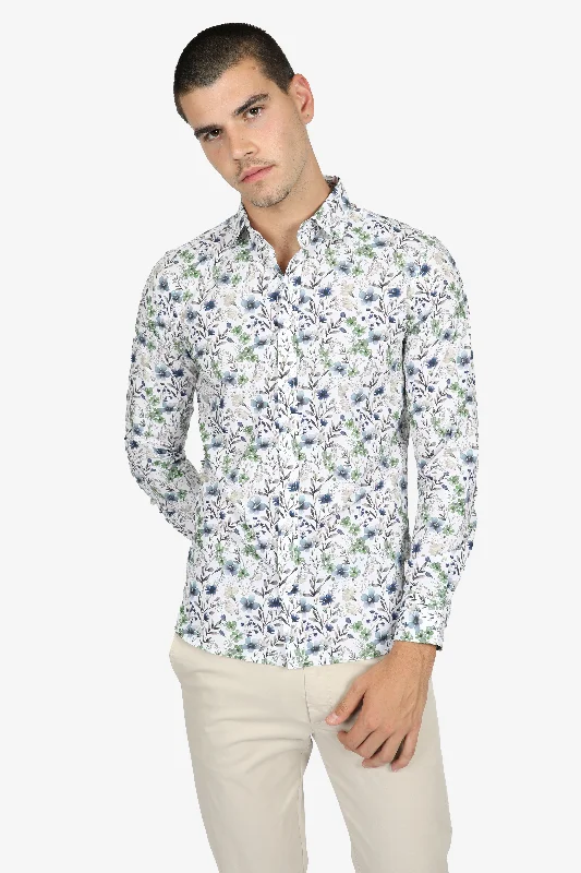 Savings Event Floriana Green Peached Cotton Poplin Shirt