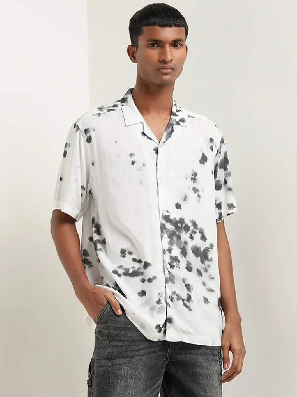 Nuon White Tie-Dye Relaxed Fit Shirt