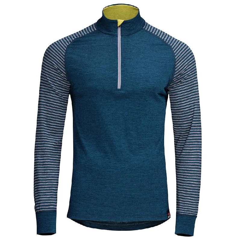 Deep Discounts Mens Merino 200 Long Sleeve Zip Neck (Stripe Petrol/Charcoal)