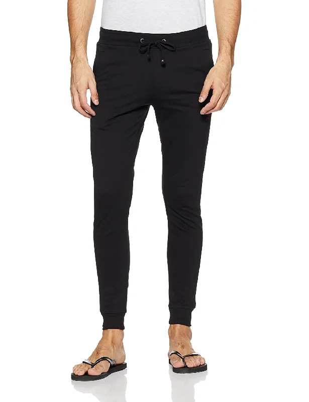 Don't Miss Out Black Cotton Men's Pyjamas Bottom Jogger pants