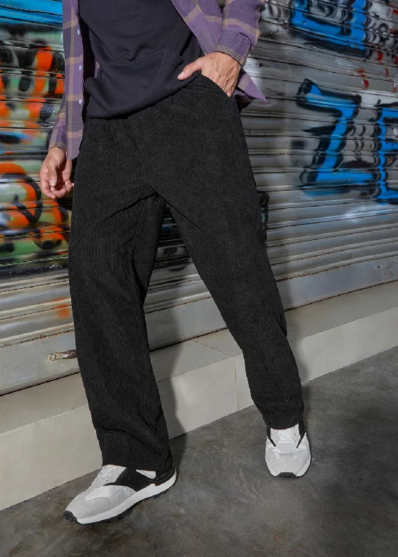 Pleated Black Corduroy Pant