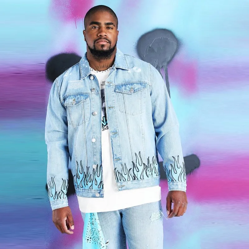 Savings Spectacular BOOHOO.MAN - Men 'Blue' Quavo Skull and Flame Denim Jacket MN094 Savings Spectacular BOOHOO.MAN - Men 'Blue' Quavo Skull and Flame Denim Jacket MN094