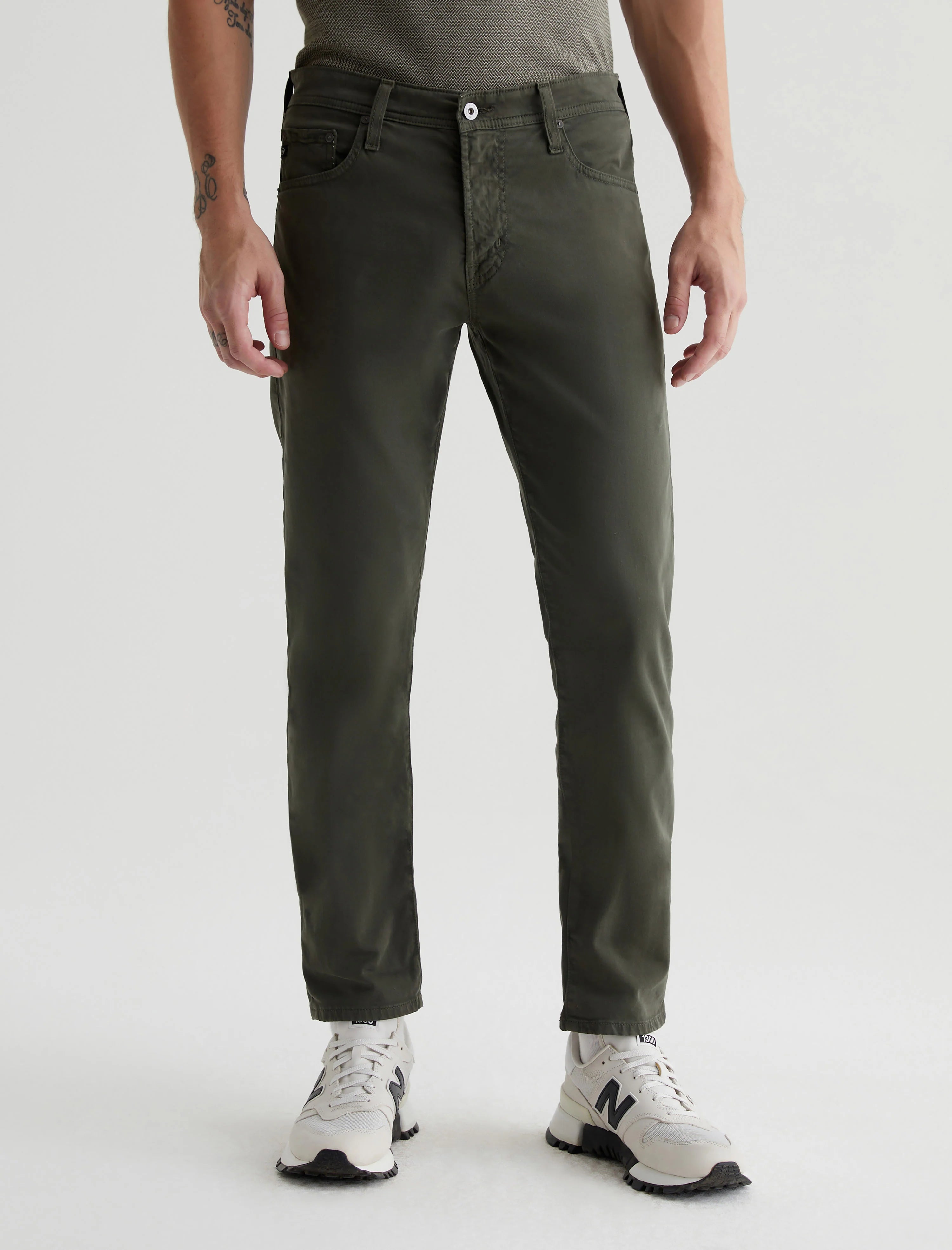 Forest Moss (Green) Sueded Tellis Modern Slim Fit Pants - AG Jeans