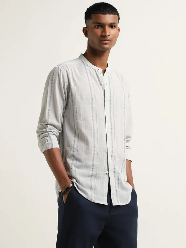 Customer Appreciation Sale ETA Grey Striped Resort Fit Shirt