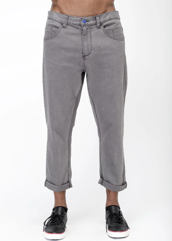 Konus Men's Cropped Twill Pant With Dart Detail in Gray