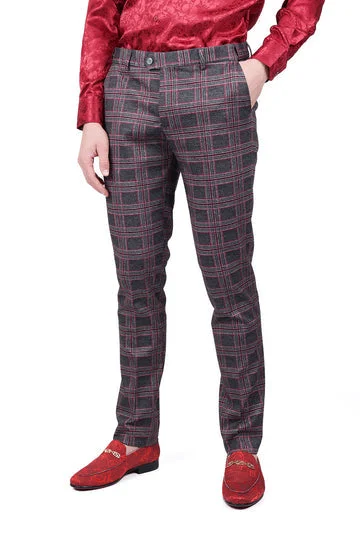 Special Discount Barabas CP157 Madmighty Plaid Pants Grey/Pink