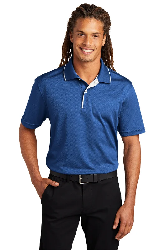 Sport-Tek Mens Dri-Mesh Moisture Wicking Short Sleeve Polo Shirt - Royal Blue/White