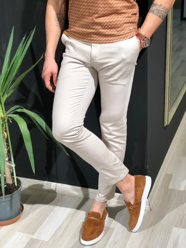 Super Bargain Beggi Slim-Fit Cotton Pants in Stone