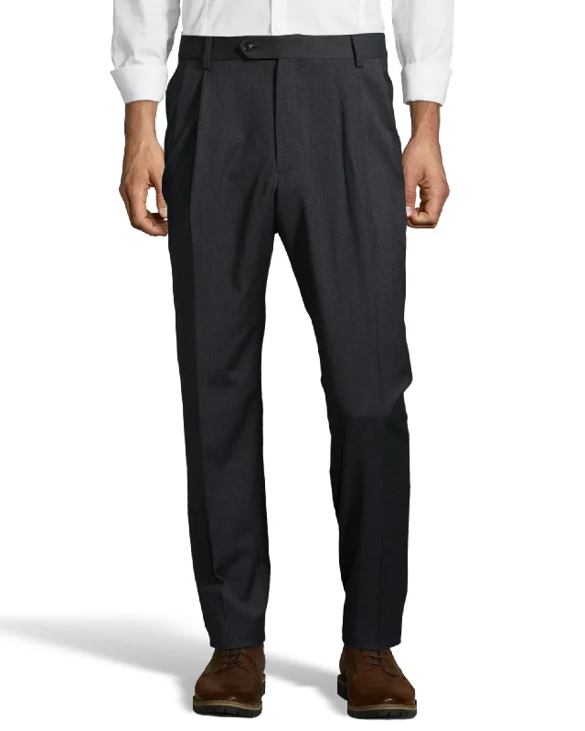 Palm Beach 100% Wool Gabardine Charcoal Pleated Pant