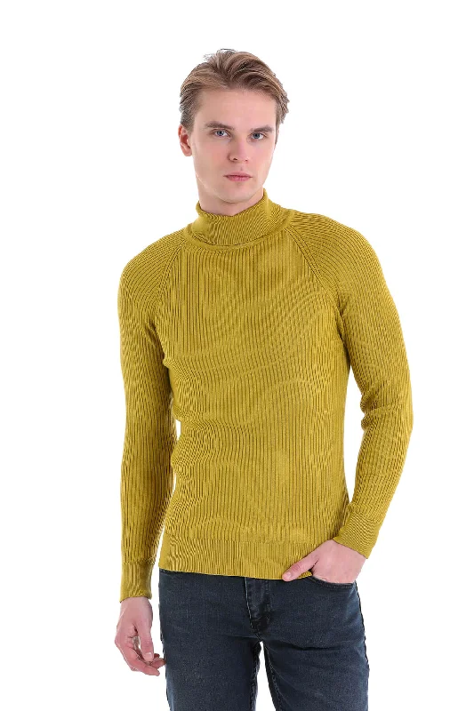 Price Meltdown Slim Fit Olive Turtleneck Sweater