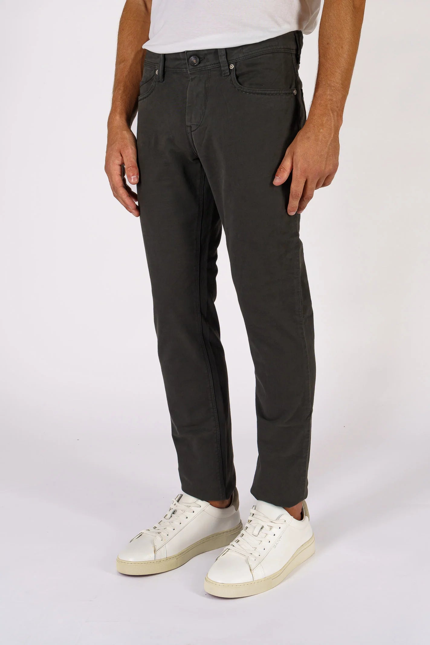 Charcoal Gray Rubens Cotton Twill Five Pocket Pants - Re-Hash