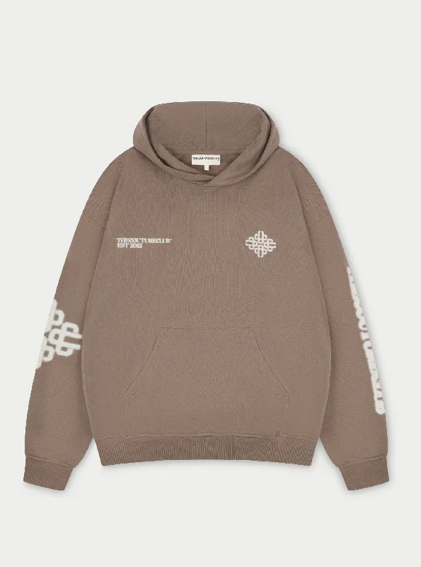 Act Fast BLURRED EMBLEM GRAPHIC HOODIE - BROWN