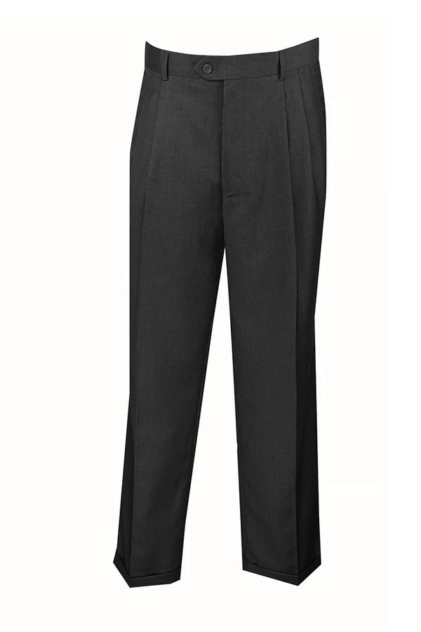 Shop the Weekend Away Men's Dress Pants Regular Fit Double Pleated with Cuffs in Charcoal
