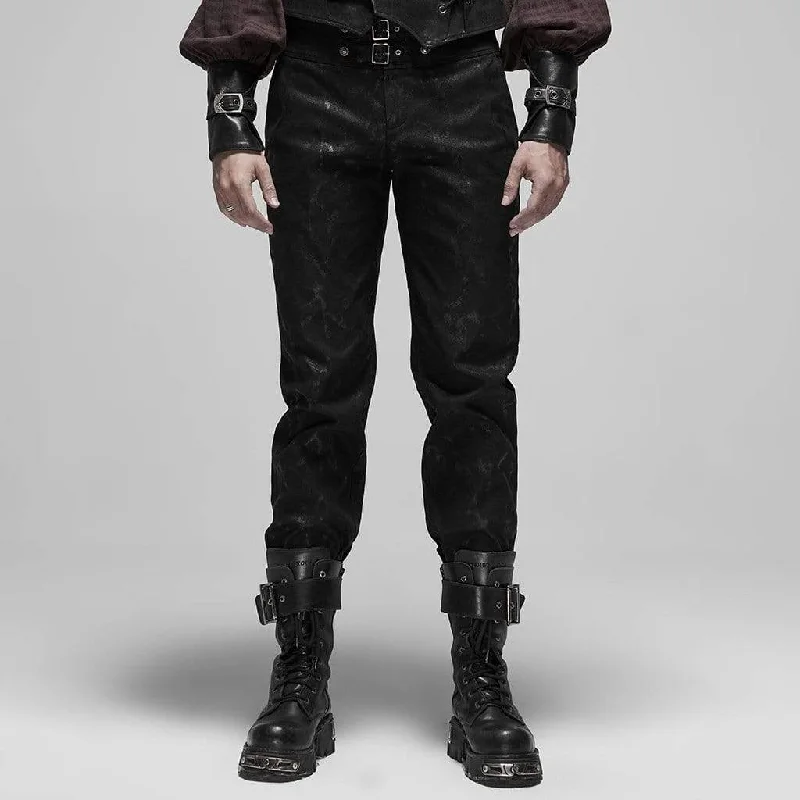 Price Slash Men's Steampunk Lace-up Mottled Stripes Pants
