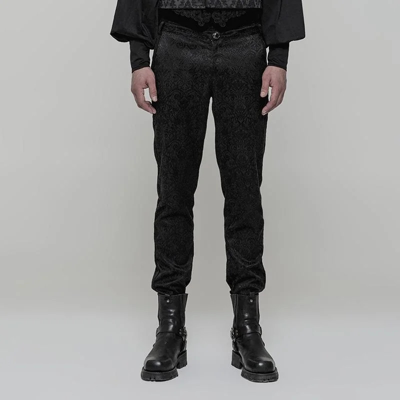 Weekend Bargains to Snag Men's Gothic High Waist Jacquard Skinny Trousers