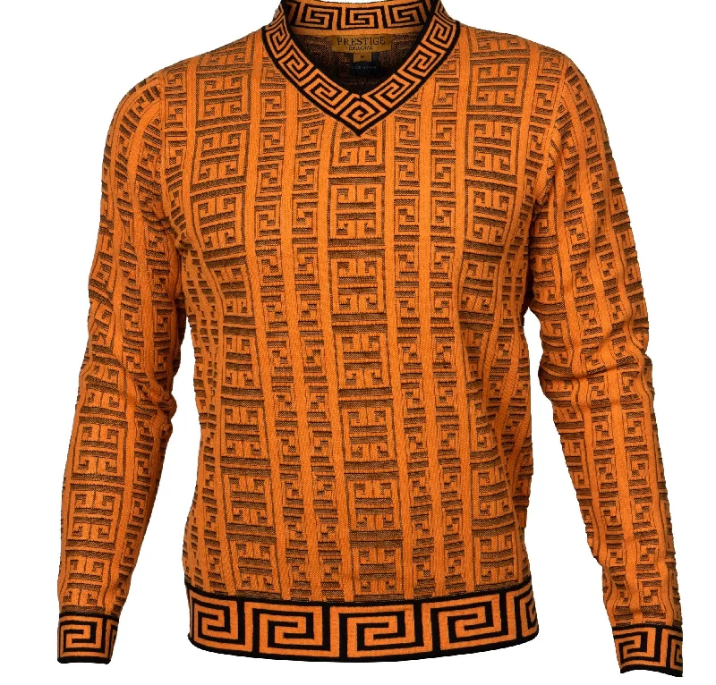 Massive Deals Prestige SW-460 Greek Textured Sweater Orange