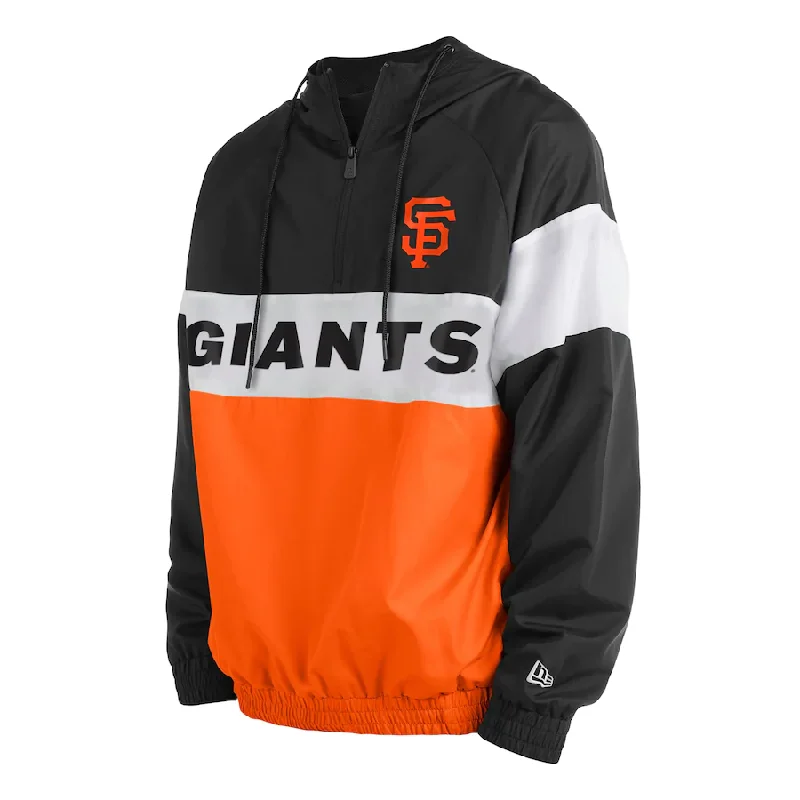 Buy Now New Era Men's San Francisco Giants Raglan Quarter Zip Hoodie-Orange