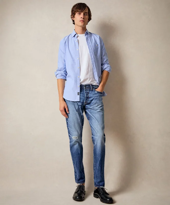 Low Prices Slim Japanese Selvedge Stretch Jean in Distressed Wash