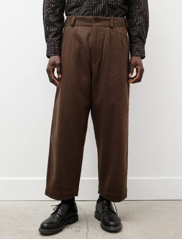 Act Fast Two Pleat Pant Yarn Dyed Wool Cotton Olive Melange