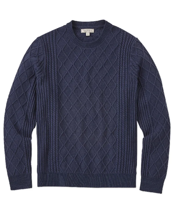 Cotton Merino Cable Crew Neck Sweater