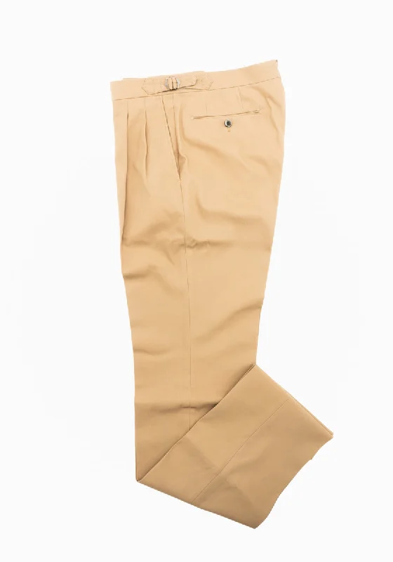 Weekend Offers That Shine Khaki Cotton Twill Pleated Trousers