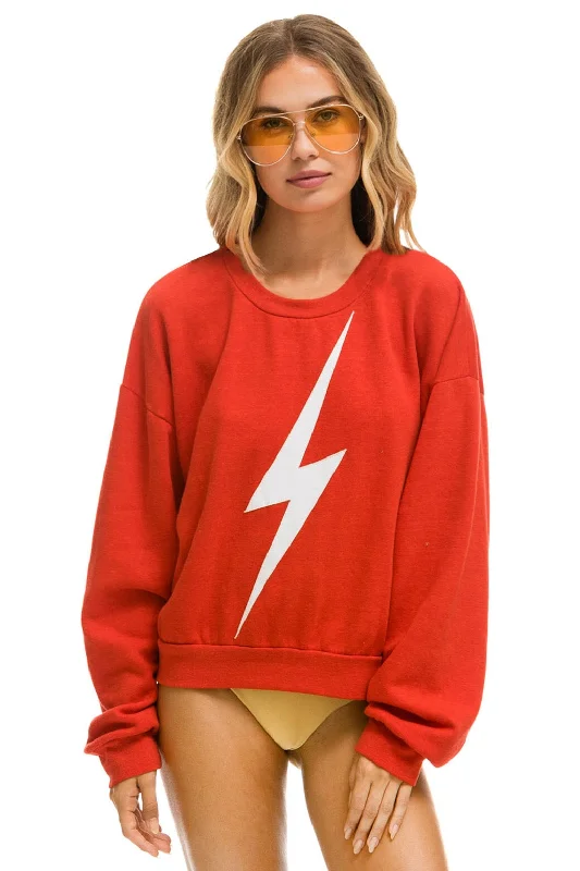 Price Break BOLT RELAXED CREW SWEATSHIRT - RED // WHITE