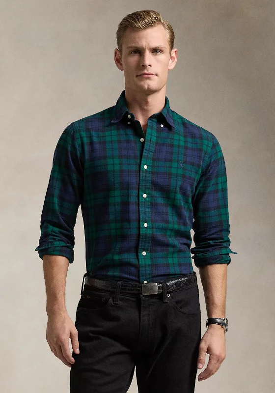 Deal of the Day Ralph Lauren Plaid Brushed Oxford Shirt, Navy & Green