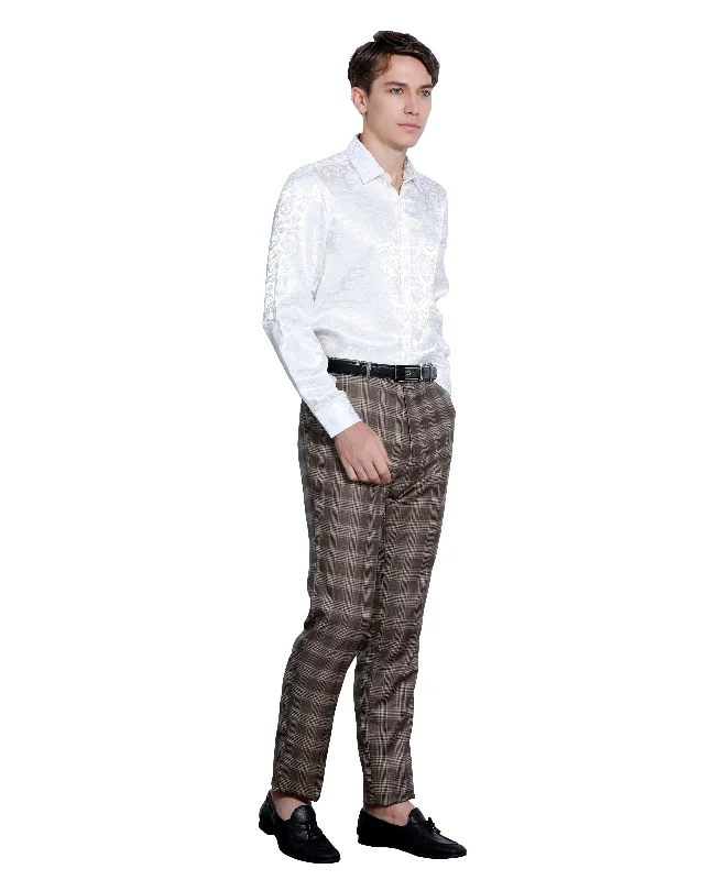 Special Price Skinny Fit Glen Check Dress Pants, Coffee