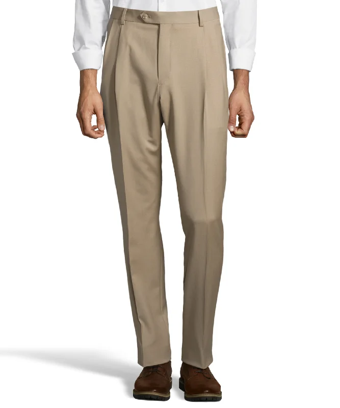 Palm Beach 100% Wool Gabardine Tan Pleated Pant