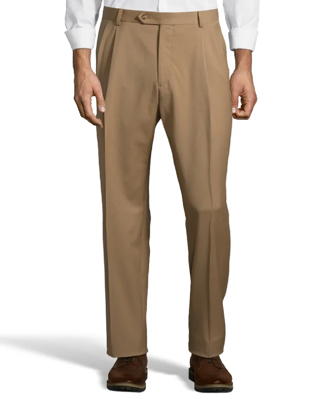 Palm Beach 100% Wool Gabardine Caramel Pleated Pant