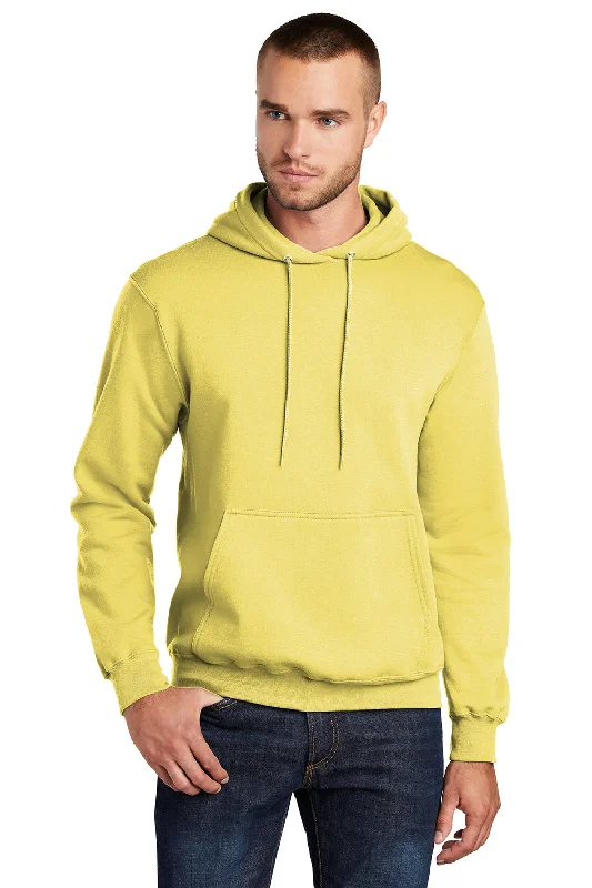 Price Slash Port & Company Mens Core Pill Resistant Fleece Hooded Sweatshirt Hoodie w/ Pouch Pocket - Yellow Price Slash Port & Company Mens Core Pill Resistant Fleece Hooded Sweatshirt Hoodie w/ Pouch Pocket - Yellow