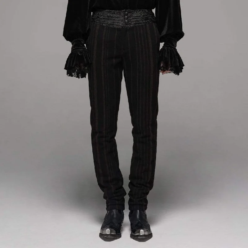Weekend Shopping Extravaganza Men's Goth High-waisted Pinstripes Straight-leg Pants